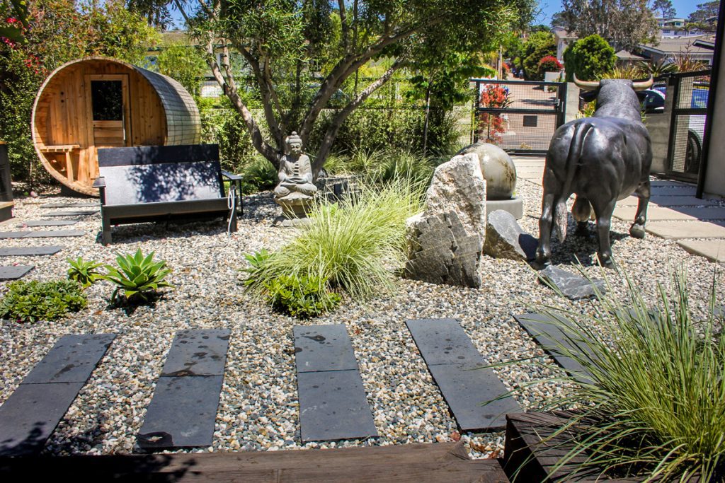 Entry sequence through the Japanese garden inspired sanctuary space