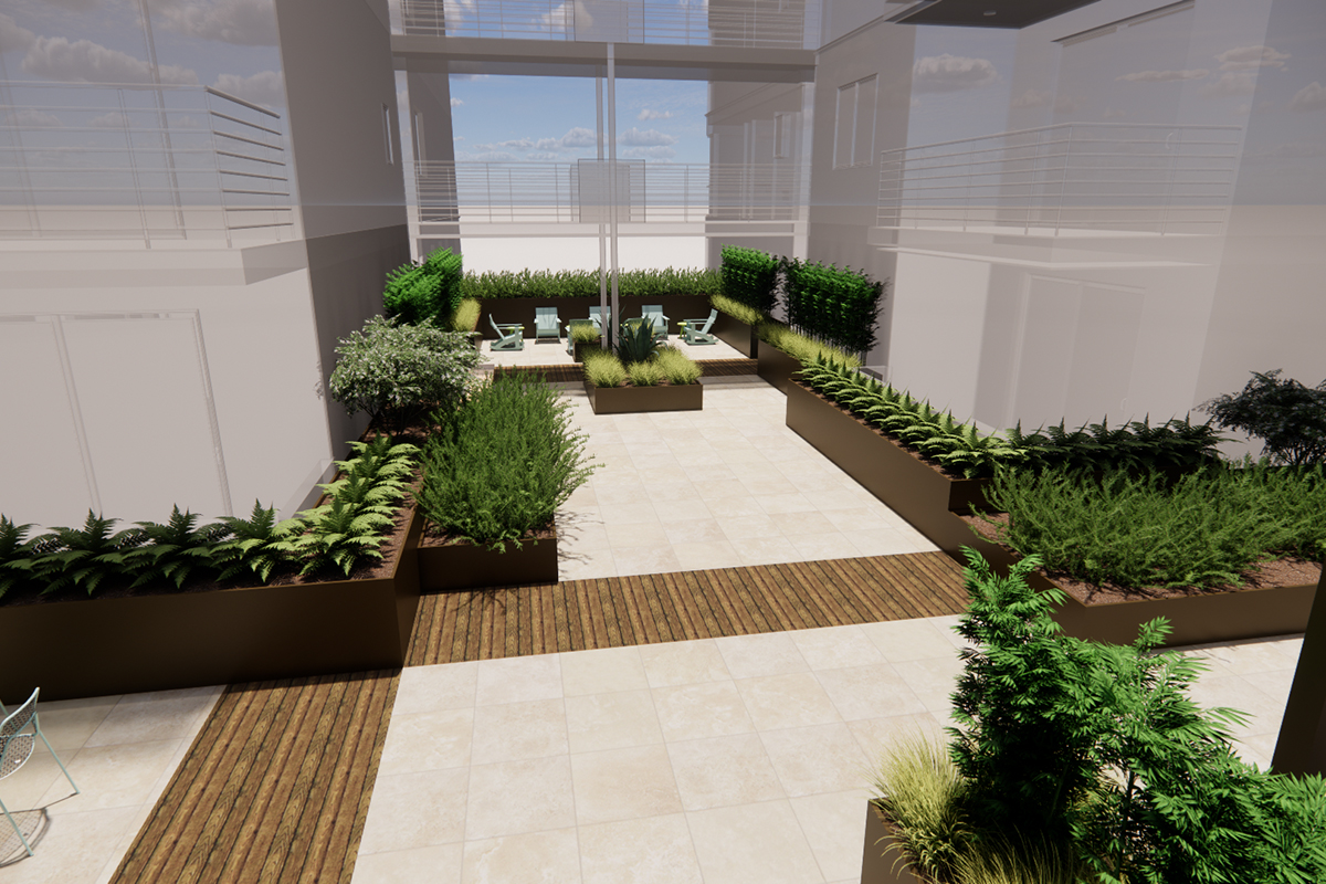 Entry sequence through the Japanese garden inspired sanctuary space